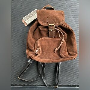 VTG Accessory Works Brown Suede Backpack with Black Straps
